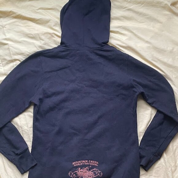 Harley-Davidson | Genuine Motorcycles Graphic Hoodie | Navy Blue | Size M | Used - Picture 2 of 2
